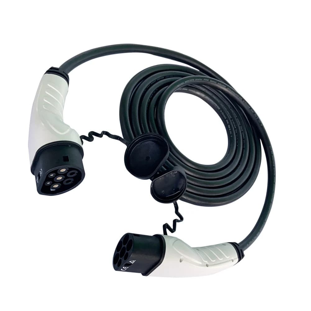 Cable de carga AC Type 2 a Type 2 monofásico 32 A, con tapas protectoras
