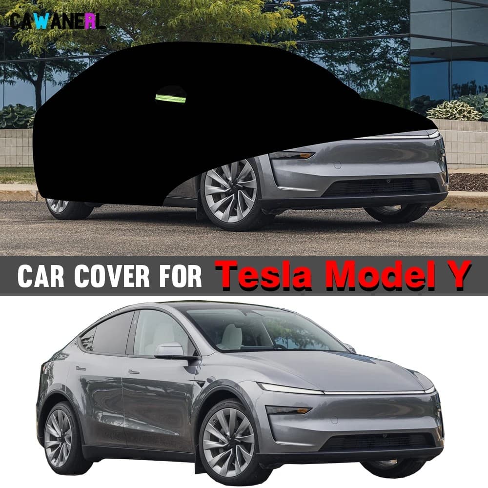 Funda exterior para Tesla Model Y colocada sobre el auto