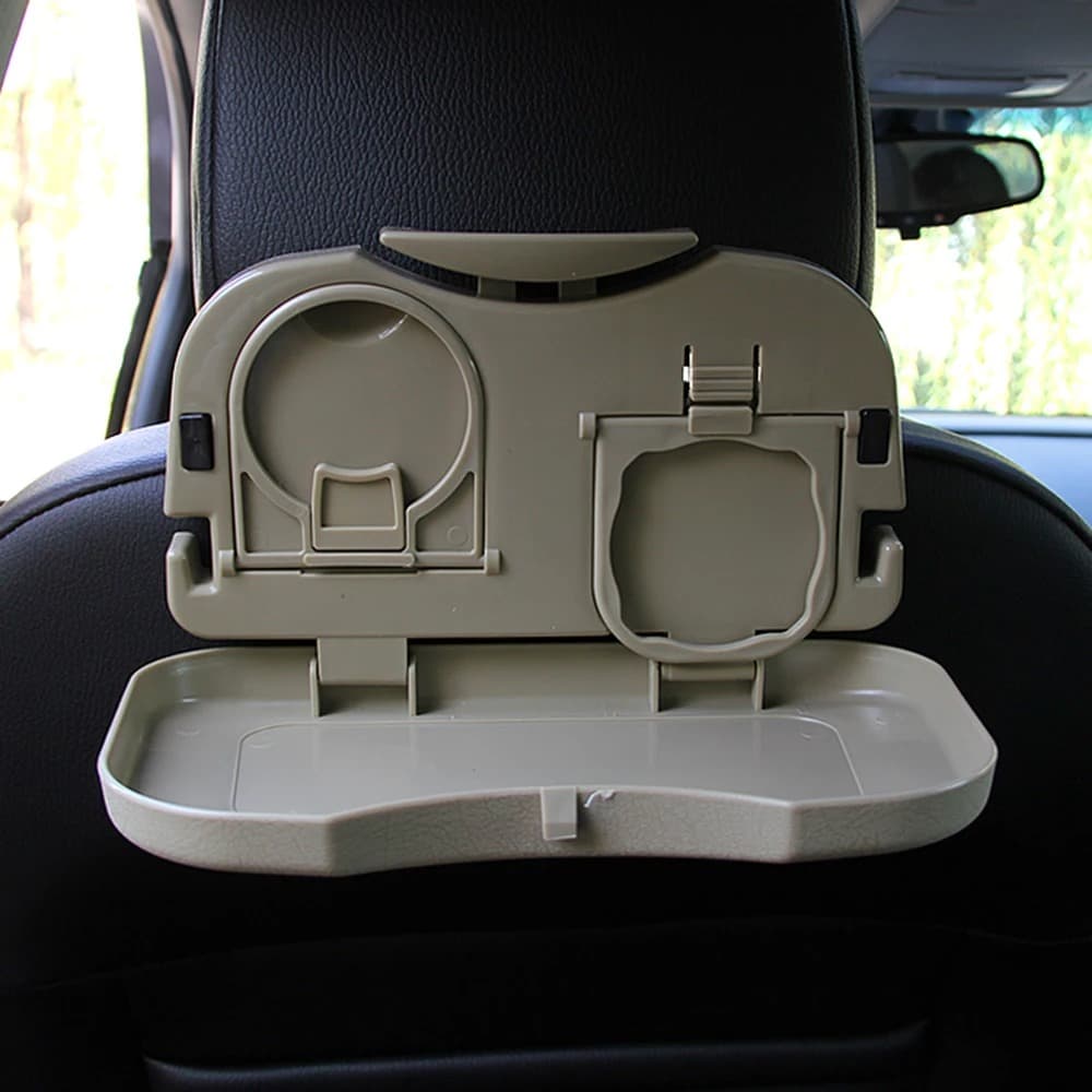 Mesa plegable de respaldo trasero con portavasos