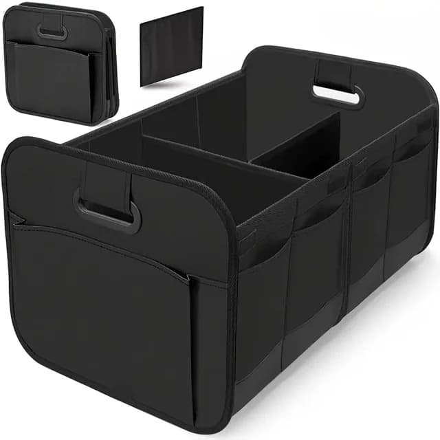 Organizador plegable de baúl con compartimentos y manijas
